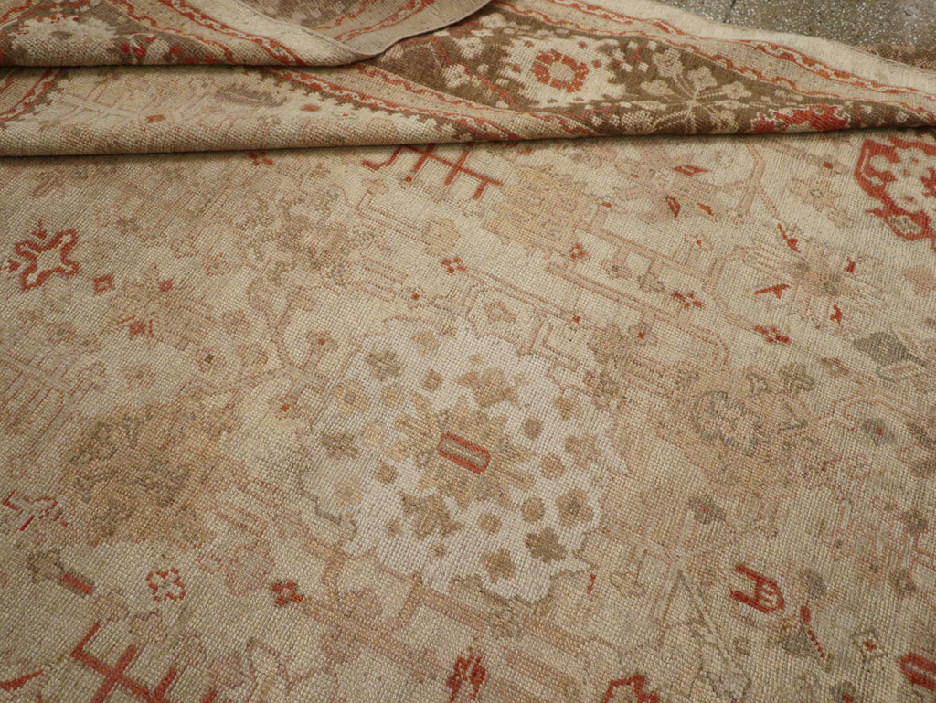 Antique Turkish Oushak Room Size Carpet, No.22086 - Staging