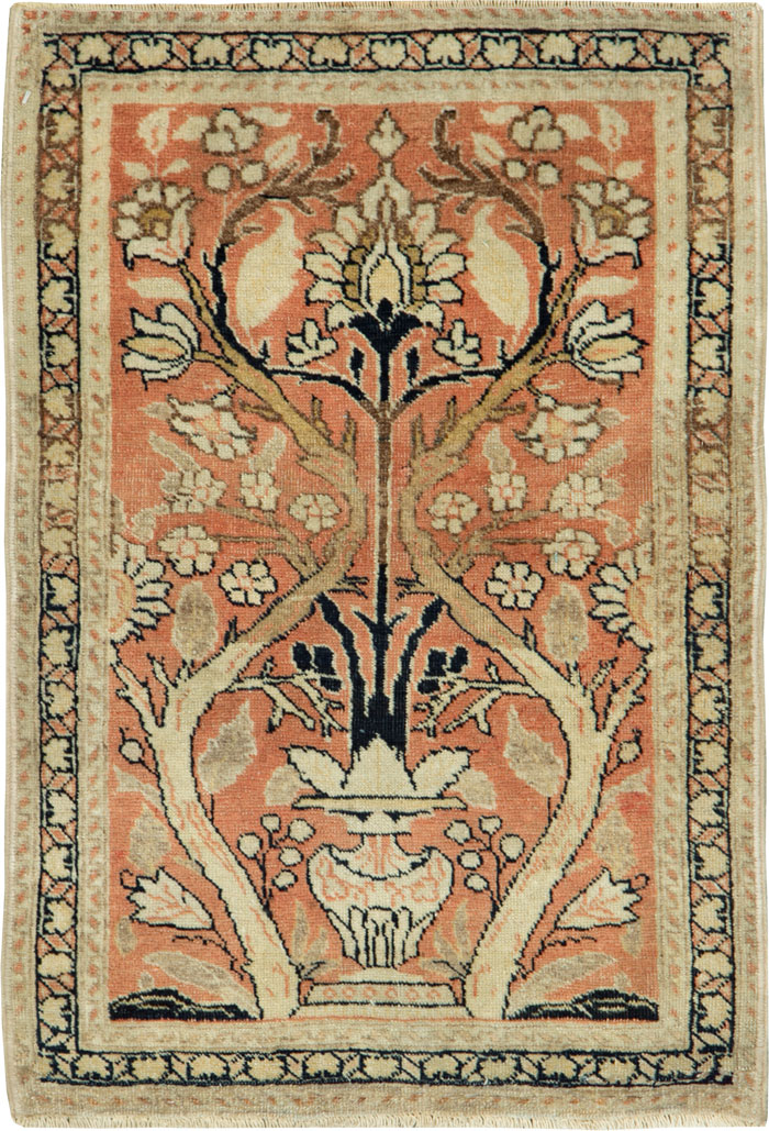 Antique Persian Tabriz Hagi Jalili Throw Rug, No.22096 - Staging