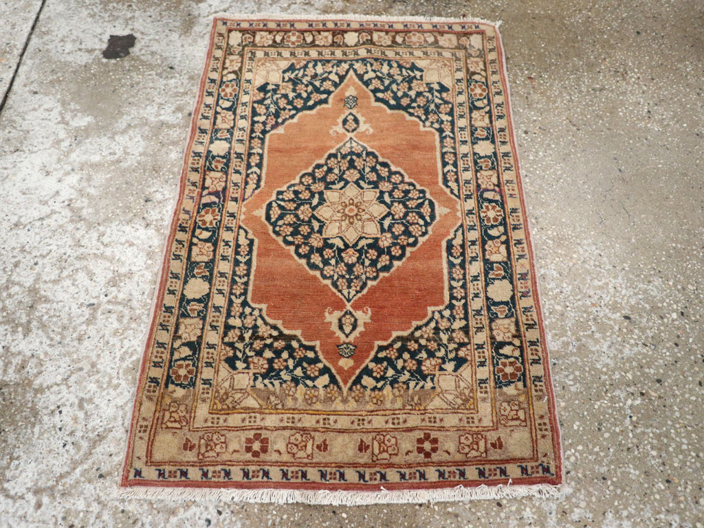 Antique Persian Tabriz Throw Rug, No.22097 - Staging