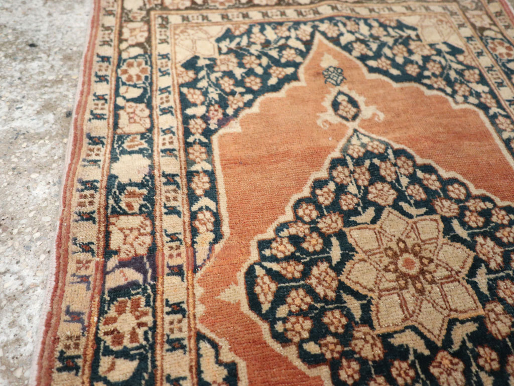 Antique Persian Tabriz Throw Rug, No.22097 - Staging
