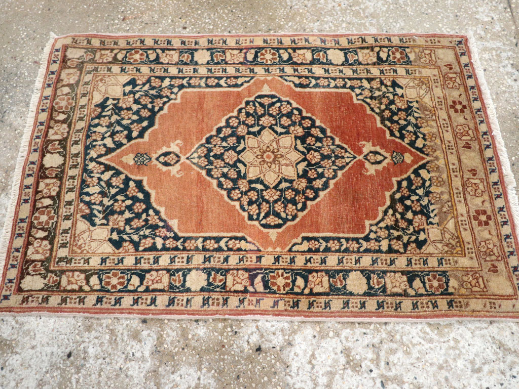 Antique Persian Tabriz Throw Rug, No.22097 - Staging