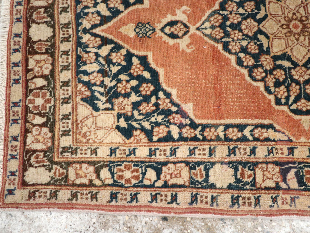 Antique Persian Tabriz Throw Rug, No.22097 - Staging