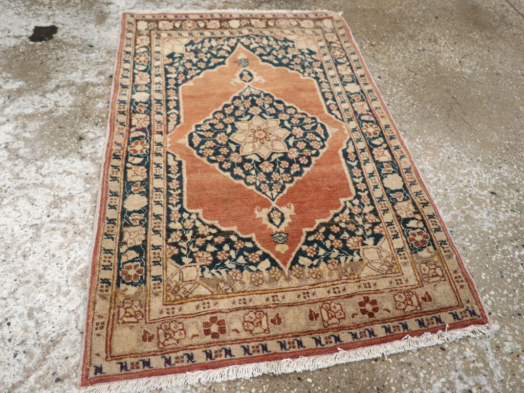 Antique Persian Tabriz Throw Rug, No.22097 - Staging