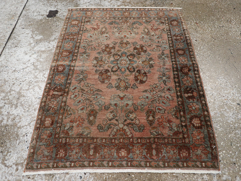 Antique Persian Sarouk Throw Rug, No.22136 - Staging