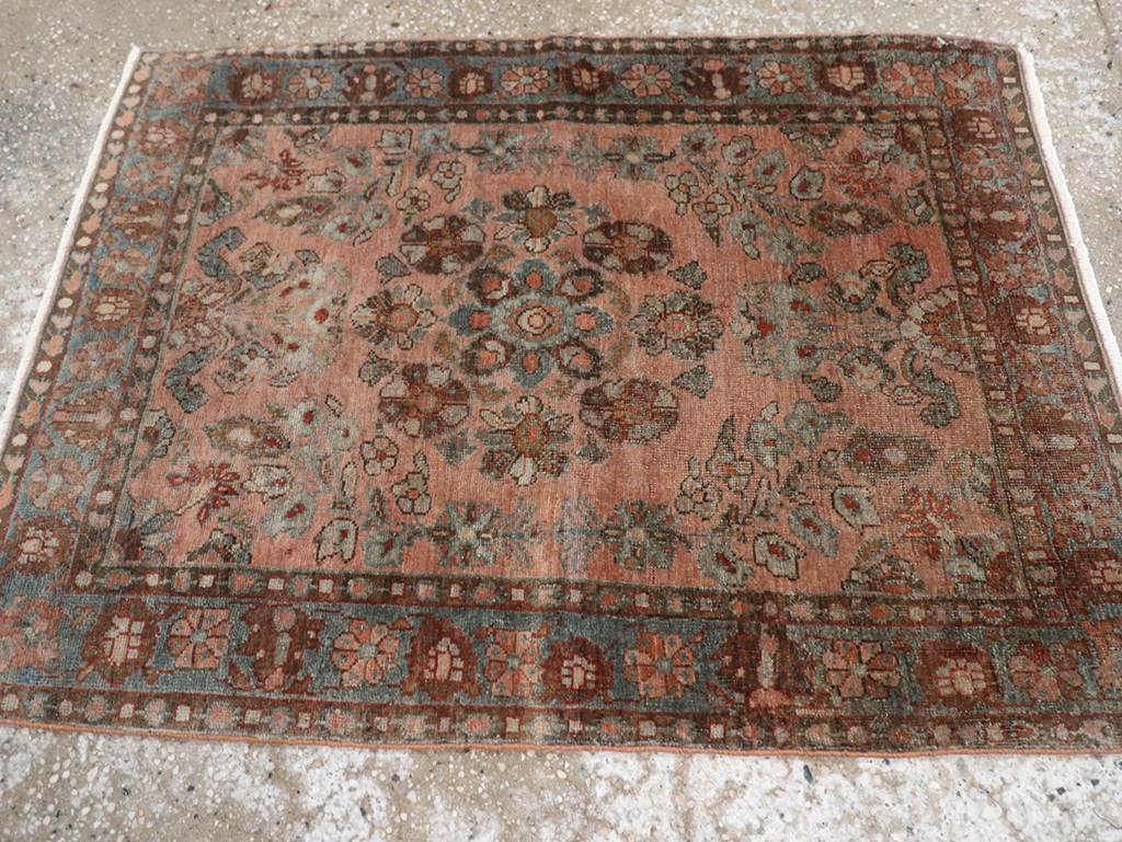 Antique Persian Sarouk Throw Rug, No.22136 - Staging