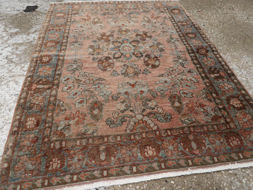 Antique Persian Sarouk Throw Rug, No.22136 - Staging