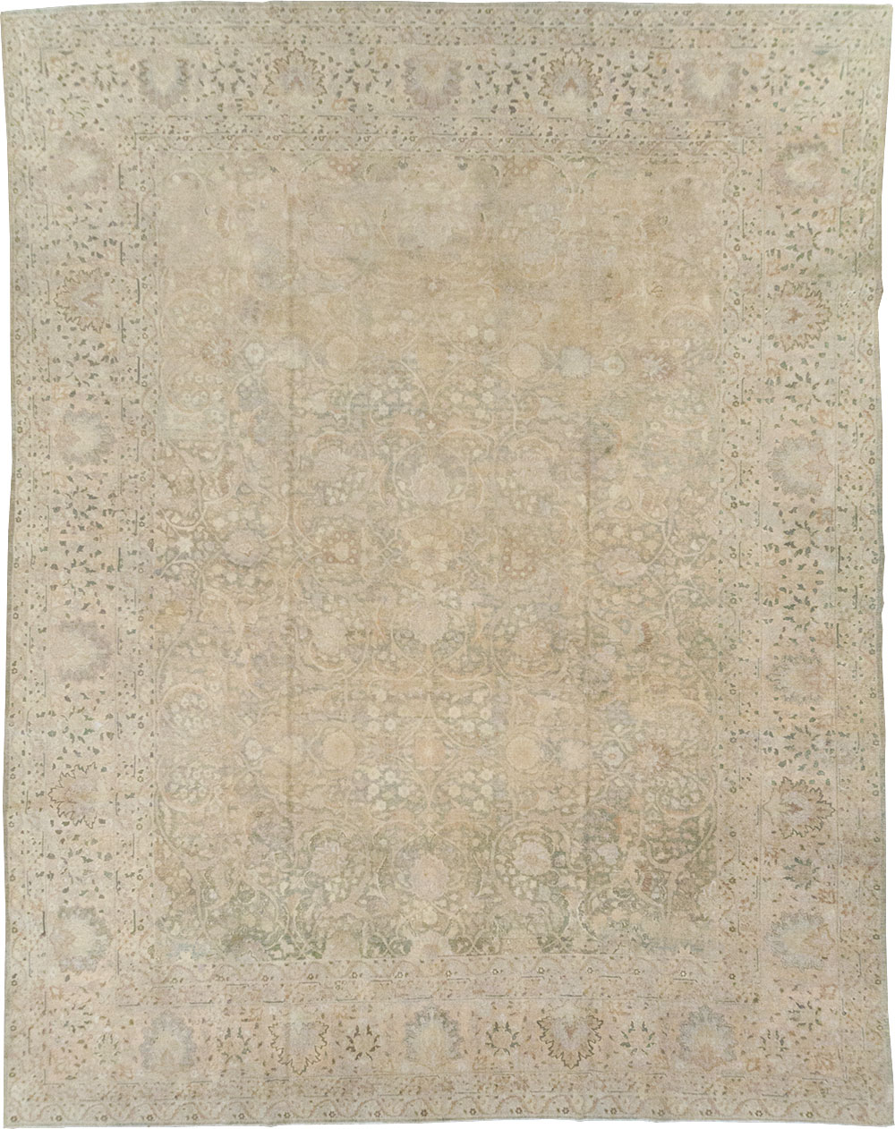 Antique Persian Tabriz Room Size Carpet, No.22303 - Staging