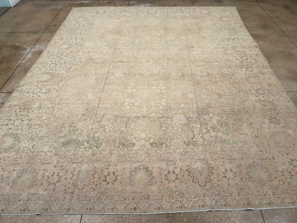 Antique Persian Tabriz Room Size Carpet, No.22303 - Staging