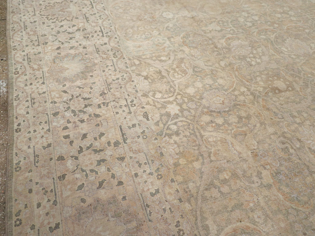 Antique Persian Tabriz Room Size Carpet, No.22303 - Staging