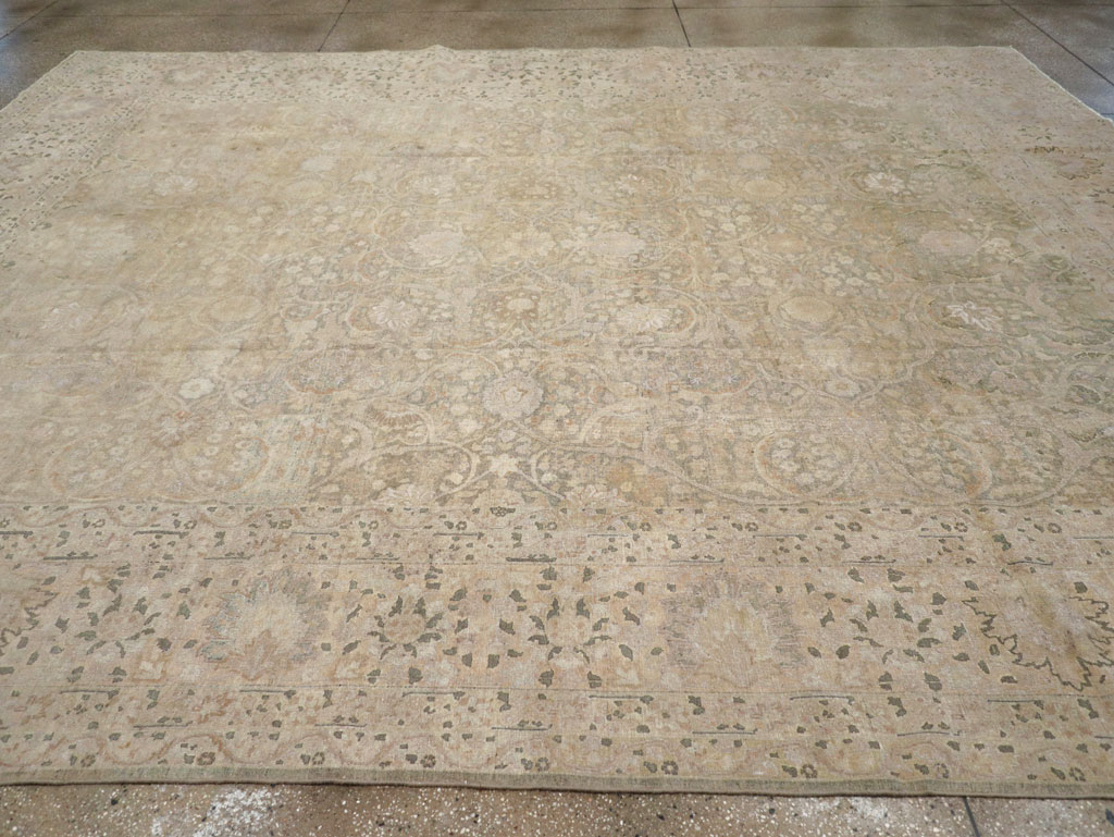 Antique Persian Tabriz Room Size Carpet, No.22303 - Staging