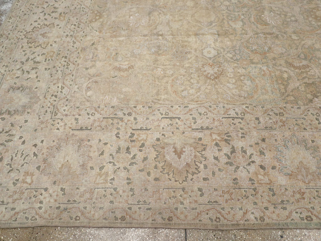 Antique Persian Tabriz Room Size Carpet, No.22303 - Staging