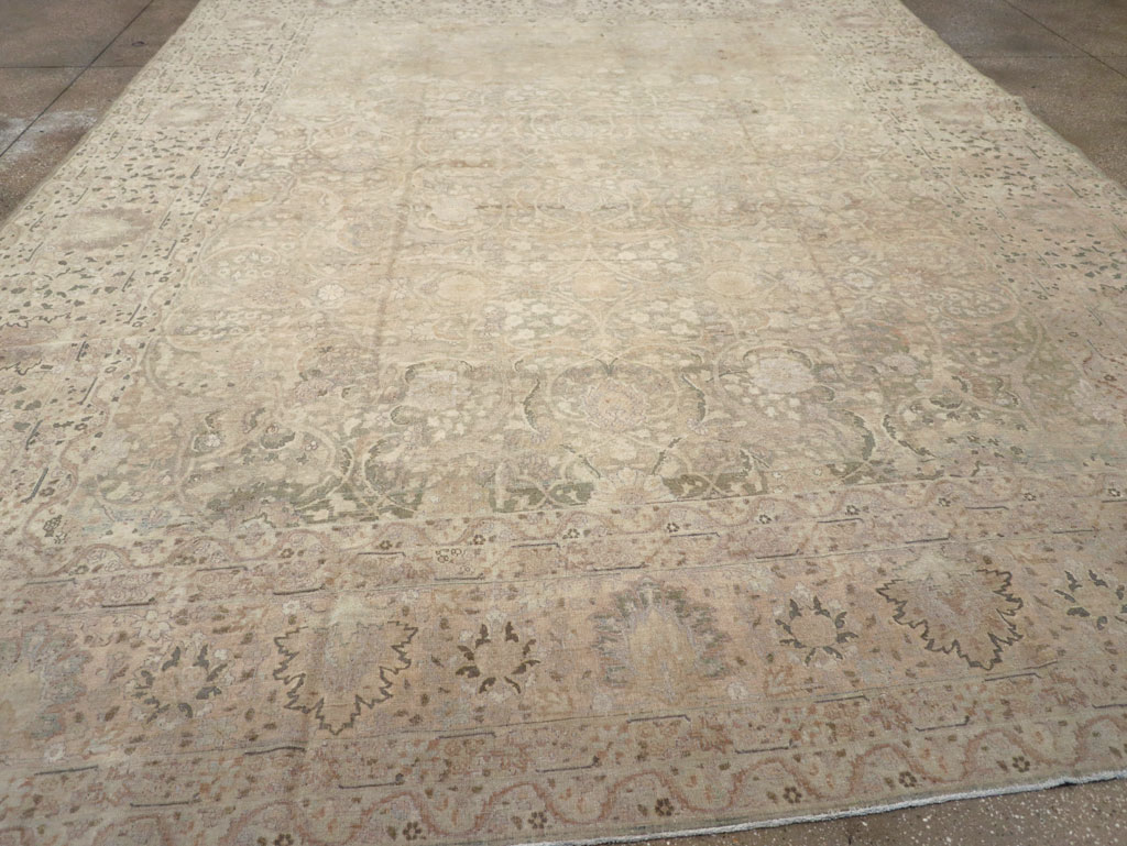 Antique Persian Tabriz Room Size Carpet, No.22303 - Staging