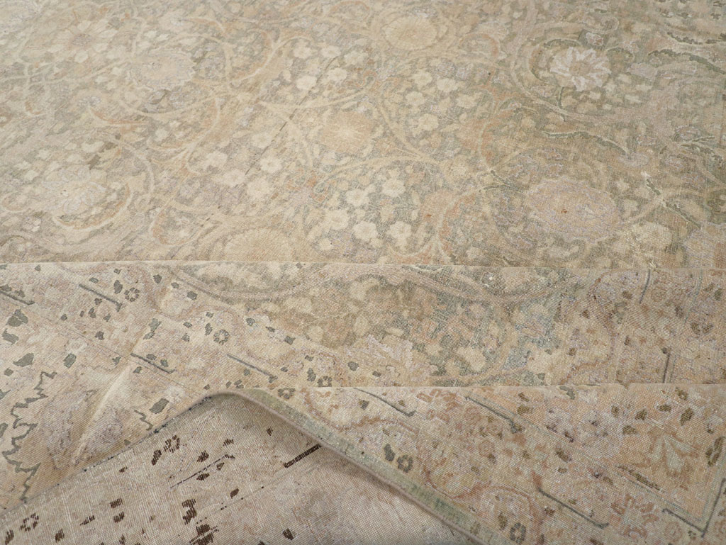 Antique Persian Tabriz Room Size Carpet, No.22303 - Staging