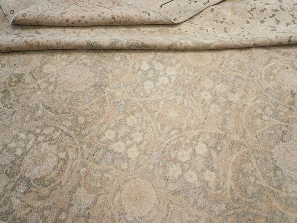 Antique Persian Tabriz Room Size Carpet, No.22303 - Staging