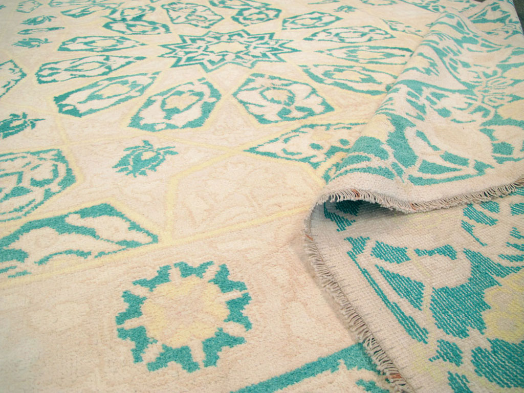 Vintage Indian Cotton Agra Carpet, No.22328 - Staging