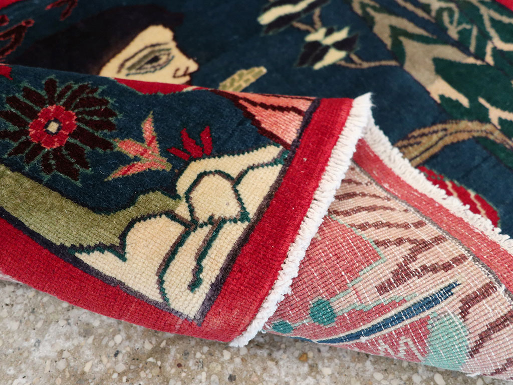 Vintage Persian Mahal Pictorial Rug, No.22402 - Staging