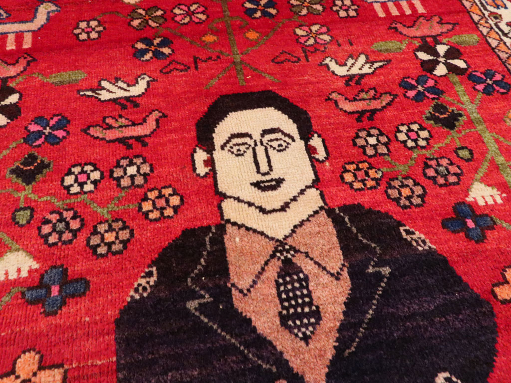 Vintage Persian Malayer Pictorial Rug, No.22476 - Staging