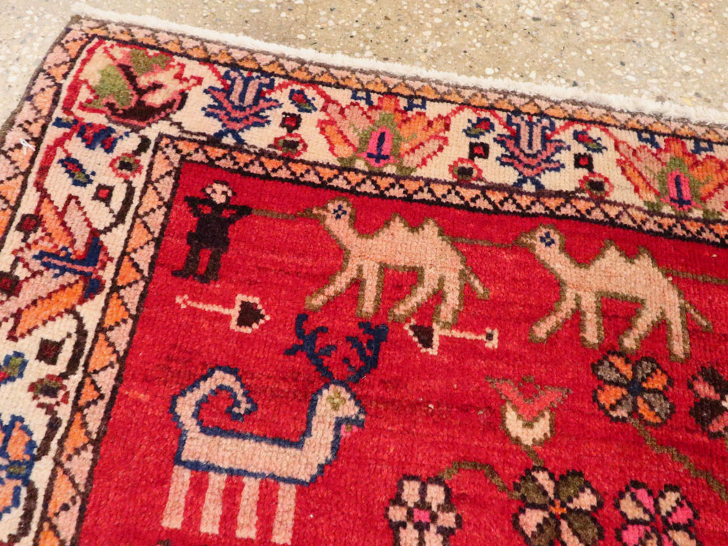 Vintage Persian Malayer Pictorial Rug, No.22476 - Staging