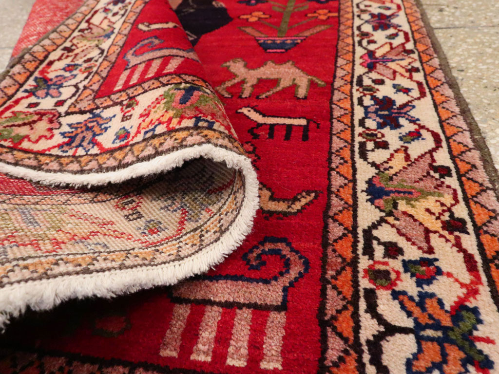 Vintage Persian Malayer Pictorial Rug, No.22476 - Staging