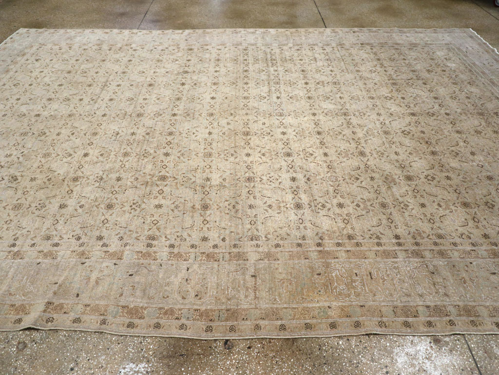 Antique Persian Senneh Tabriz Room Size Carpet, No.22533 - Staging