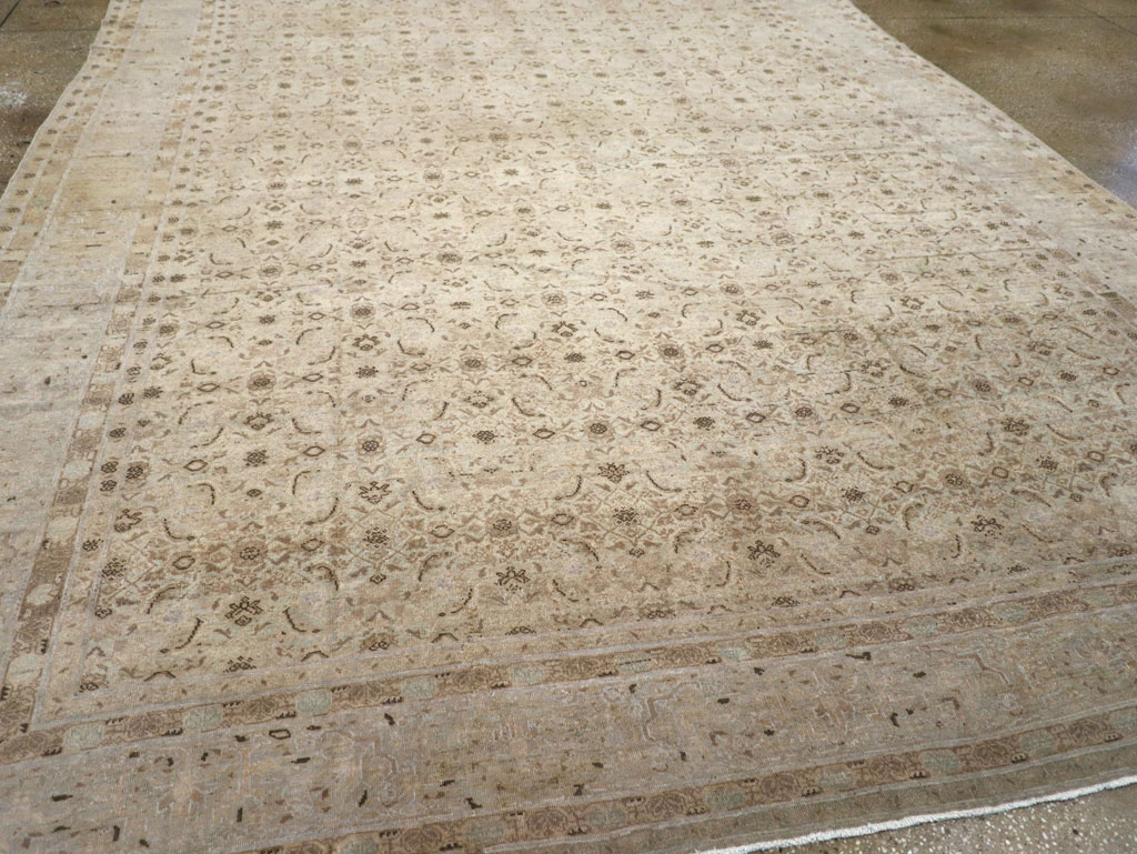 Antique Persian Senneh Tabriz Room Size Carpet, No.22533 - Staging