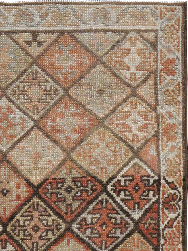 Antique Persian Kurdish Square Rug (Pair: 1 of 2), No.22534 - Staging