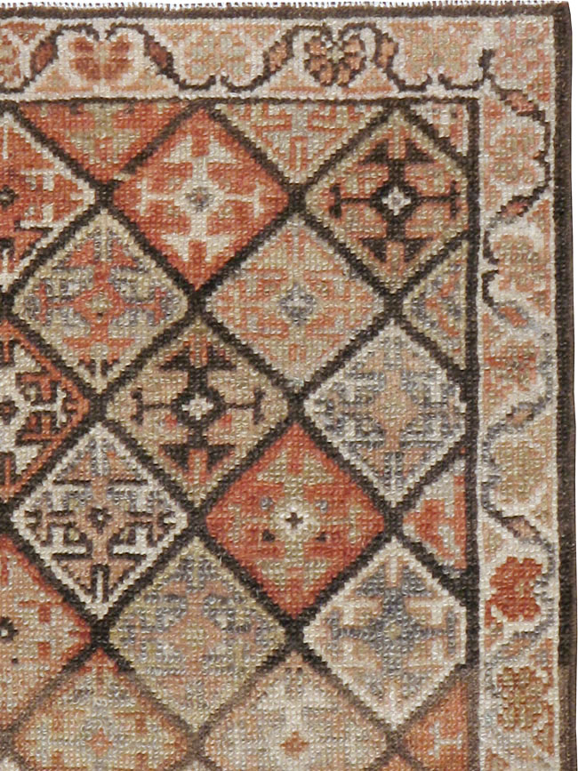 Antique Persian Kurdish Square Rug (Pair: 1 of 2), No.22534 - Staging