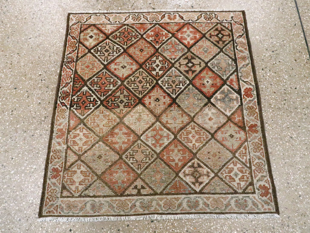 Antique Persian Kurdish Square Rug (Pair: 1 of 2), No.22534 - Staging