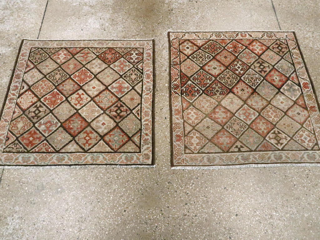 Antique Persian Kurdish Square Rug (Pair: 1 of 2), No.22534 - Staging