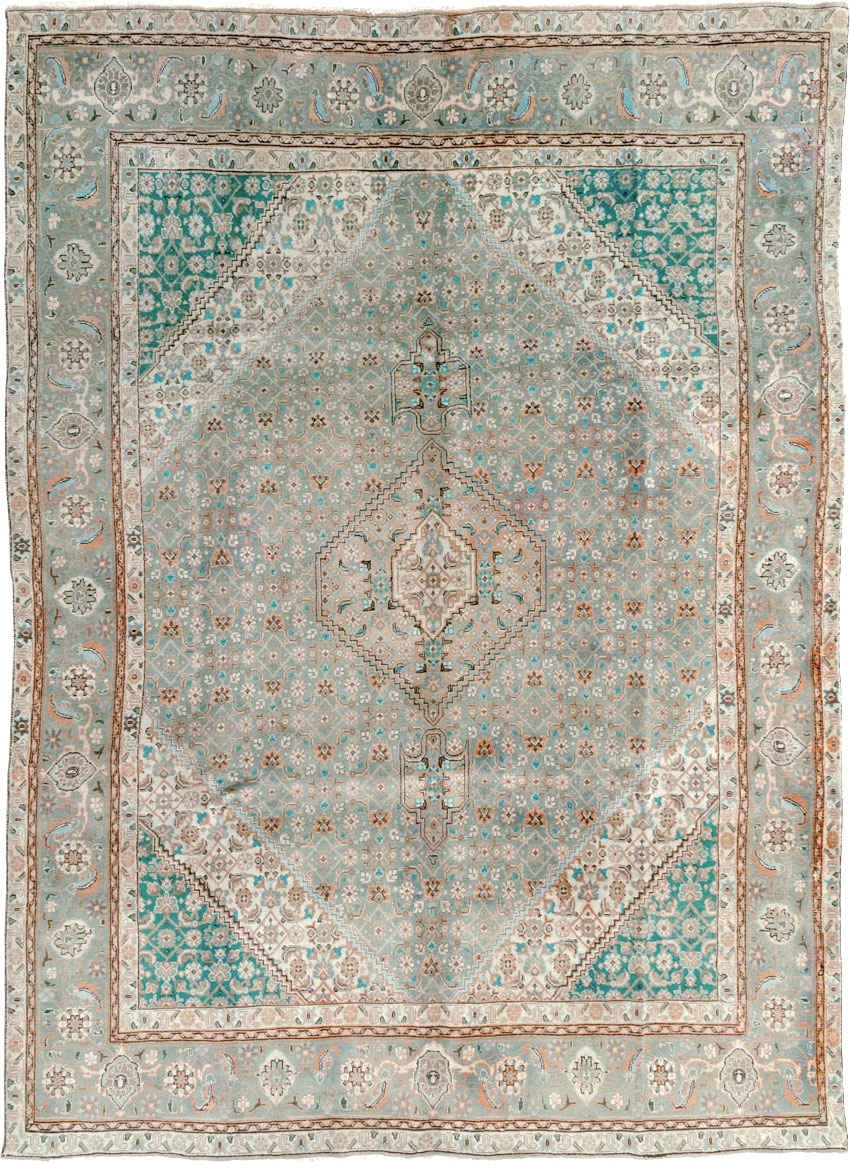 Vintage Persian Tabriz Room Size Carpet, No.22542 - Staging