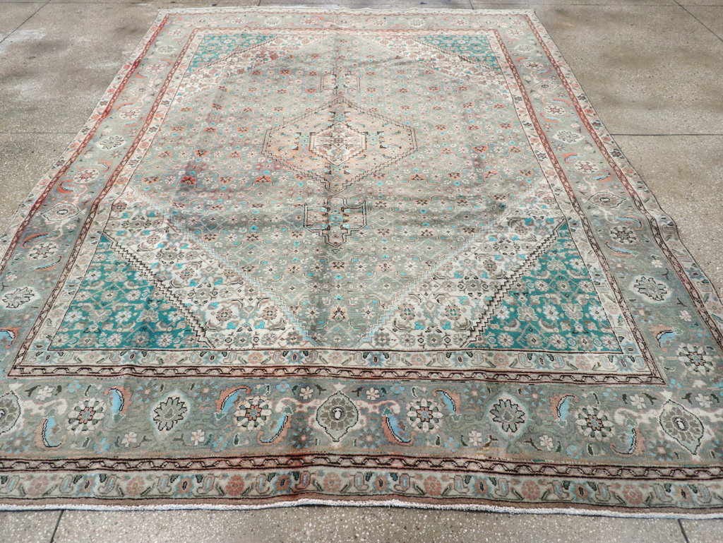 Vintage Persian Tabriz Room Size Carpet, No.22542 - Staging