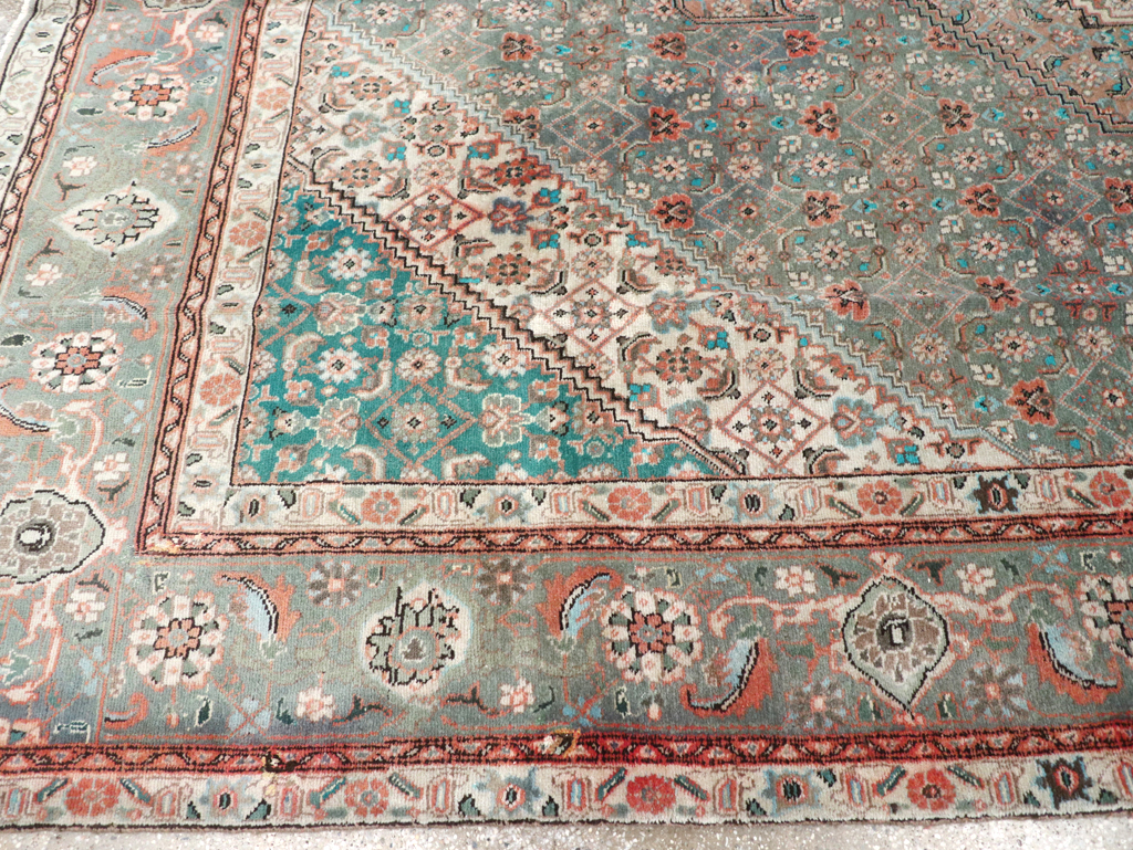 Vintage Persian Tabriz Room Size Carpet, No.22542 - Staging