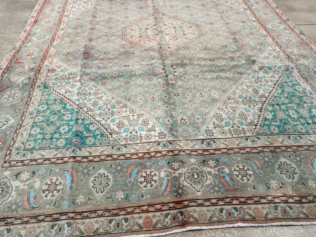 Vintage Persian Tabriz Room Size Carpet, No.22542 - Staging