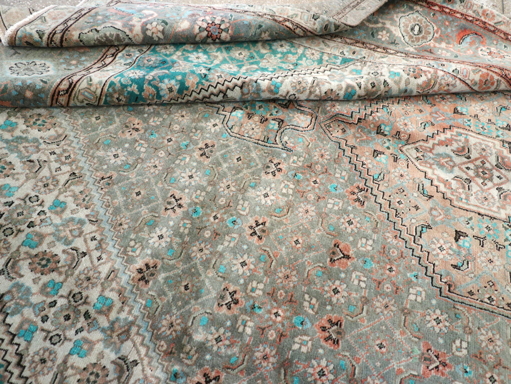 Vintage Persian Tabriz Room Size Carpet, No.22542 - Staging