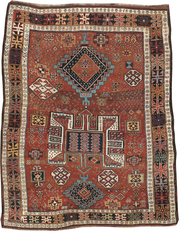 Antique Persian Kurdish Rug, No.22562 - Staging