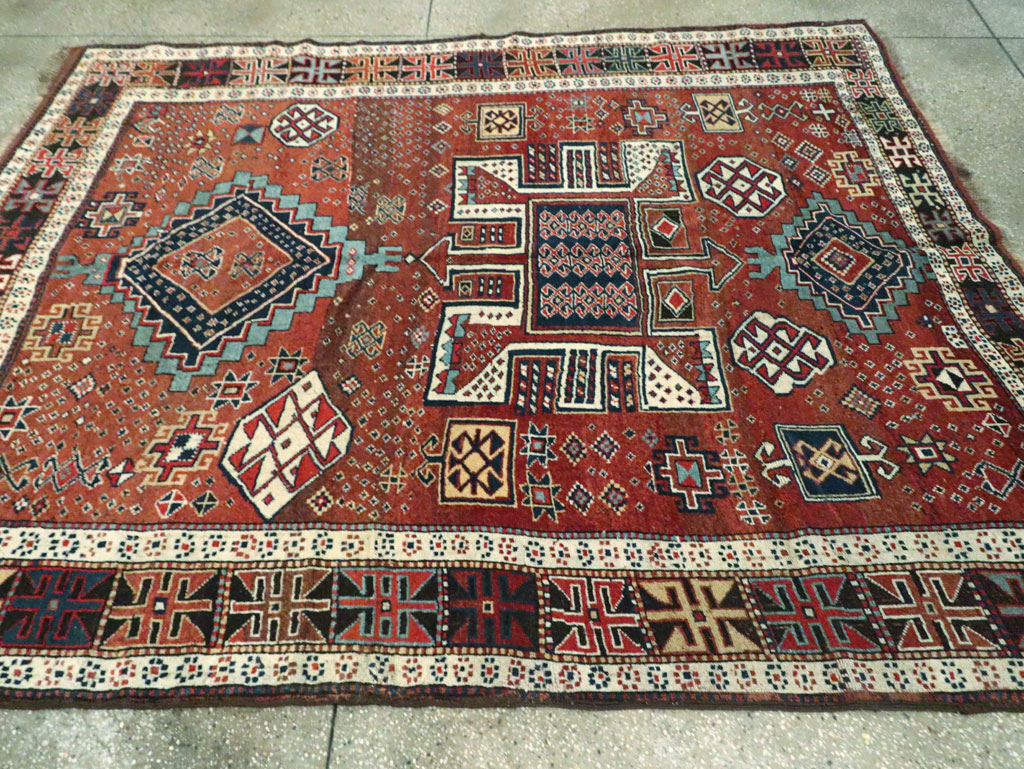Antique Persian Kurdish Rug, No.22562 - Staging