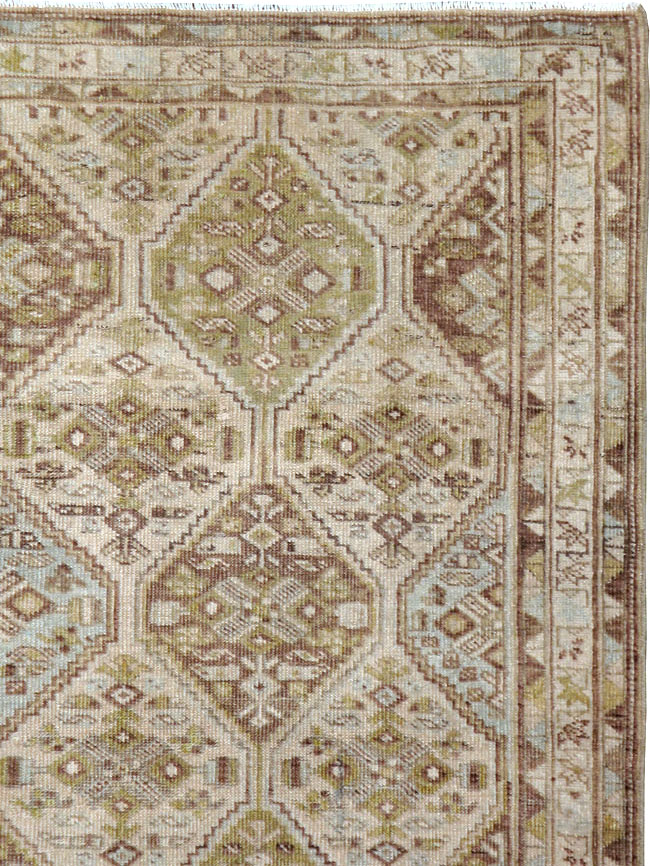 Vintage Persian Shiraz Sqaure Rug, No.22576 - Staging