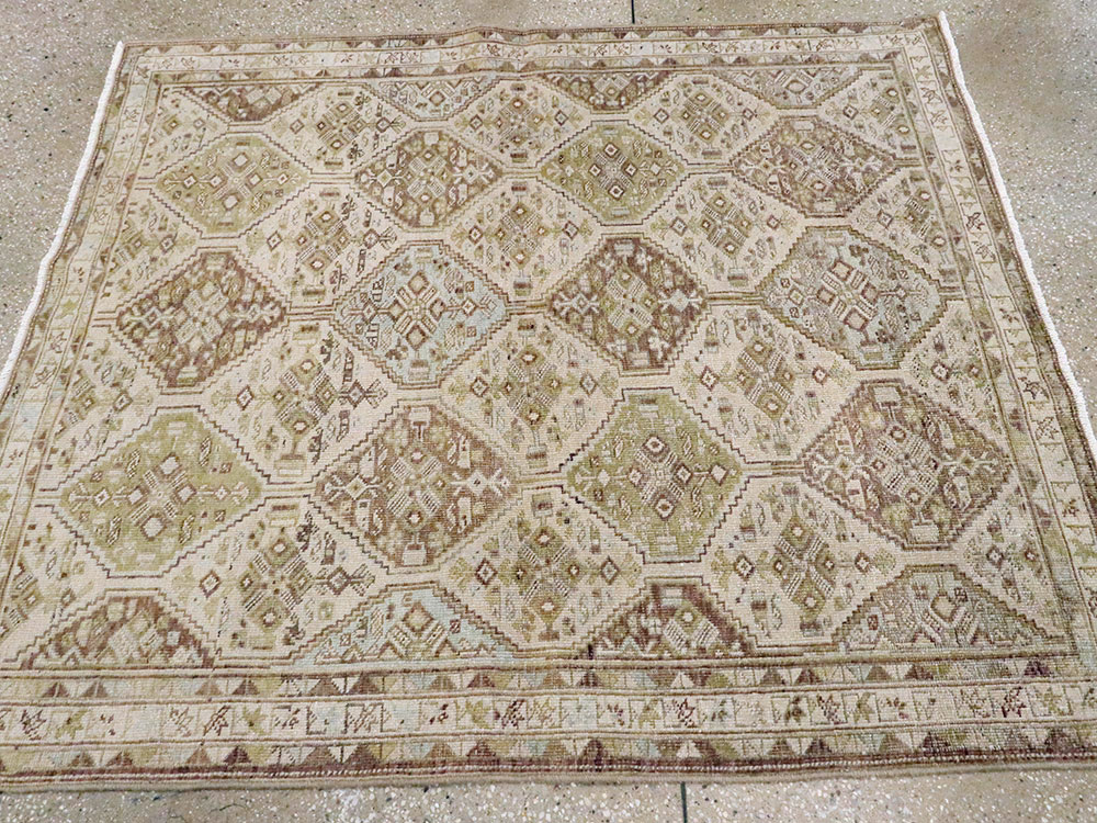 Vintage Persian Shiraz Sqaure Rug, No.22576 - Staging