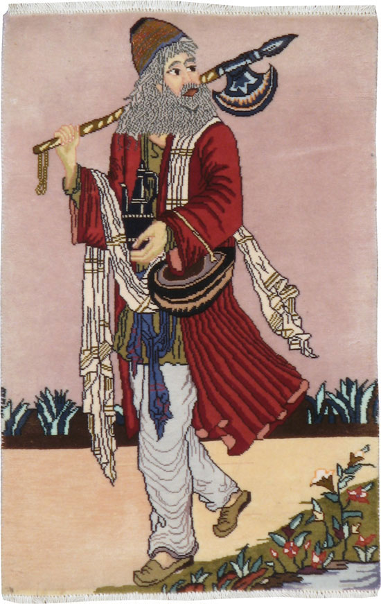 Vintage Persian Tabriz Pictorial Rug, No.22579 - Staging