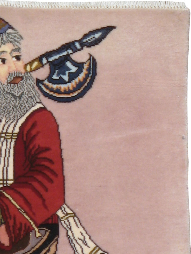 Vintage Persian Tabriz Pictorial Rug, No.22579 - Staging