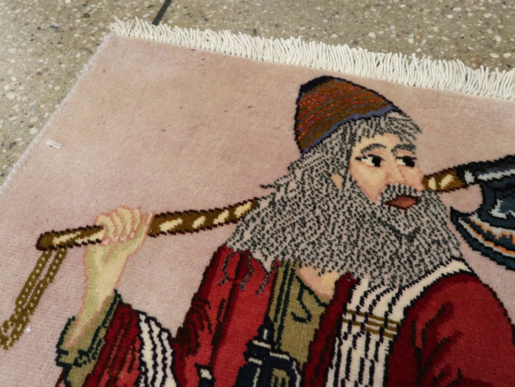 Vintage Persian Tabriz Pictorial Rug, No.22579 - Staging