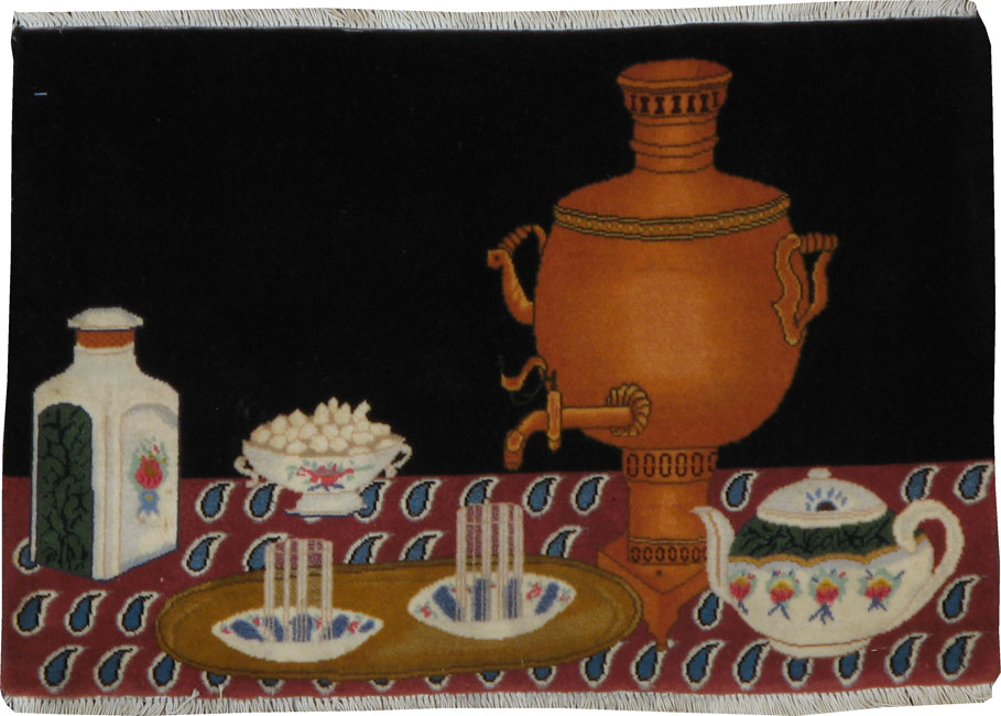 Vintage Persian Tabriz Pictorial Rug, No.22580 - Staging