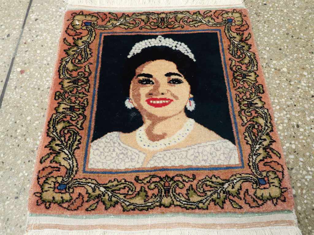 Vintage Persian Tabriz Pictorial Rug, No.22590 - Staging