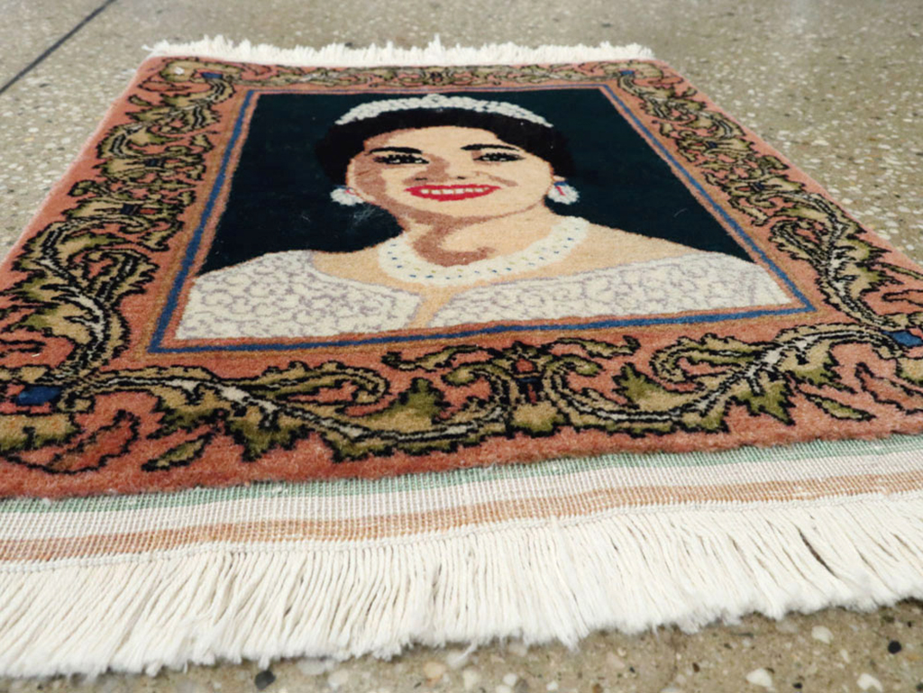 Vintage Persian Tabriz Pictorial Rug, No.22590 - Staging