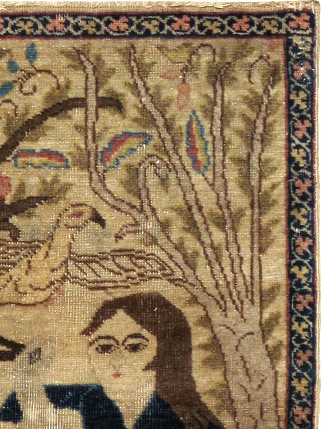 Vintage Persian Tabriz Pictorial Rug (Pair: 1 of 2), No.22595 - Staging