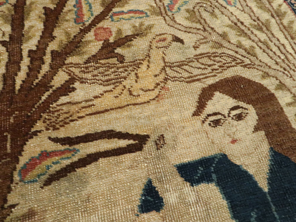 Vintage Persian Tabriz Pictorial Rug (Pair: 1 of 2), No.22595 - Staging