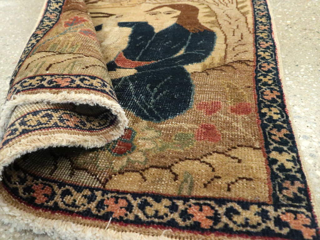 Vintage Persian Tabriz Pictorial Rug (Pair: 1 of 2), No.22595 - Staging