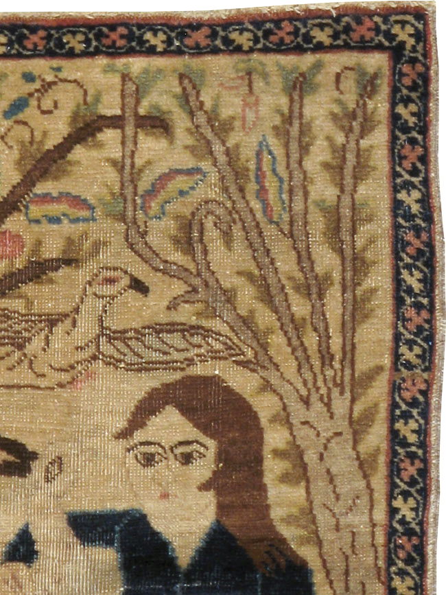 Vintage Persian Tabriz Pictorial Rug (Pair: 2 of 2), No.22596 - Staging