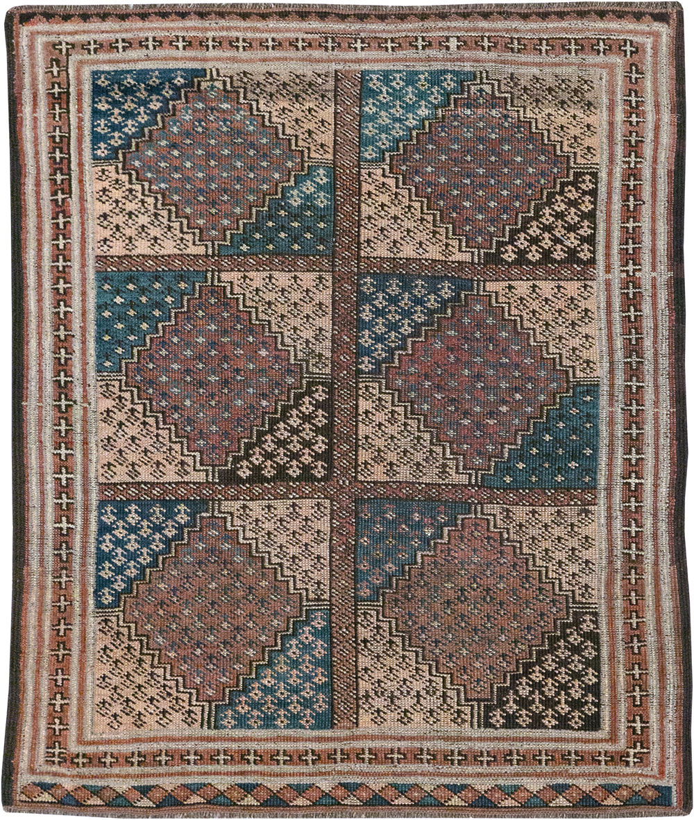 Antique Central Asia Turkoman Throw Rug, No.22598 - Staging