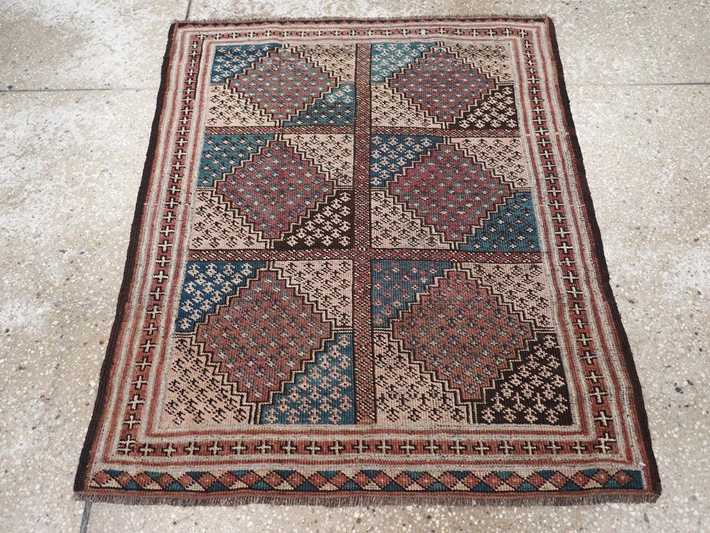 Antique Central Asia Turkoman Throw Rug, No.22598 - Staging